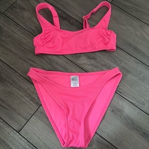Hot pink bikini top and bottom